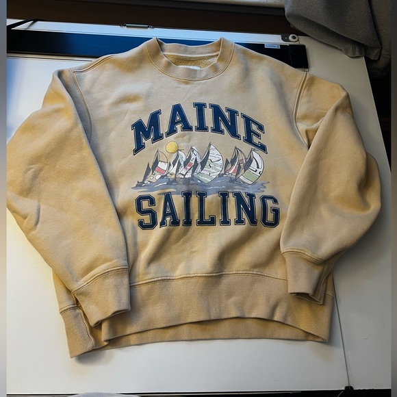 Abercrombie & Fitch Tops - Abercrombie & Fitch (Yellowy mustard color) Maine sailing  Crewneck Sweatshirt